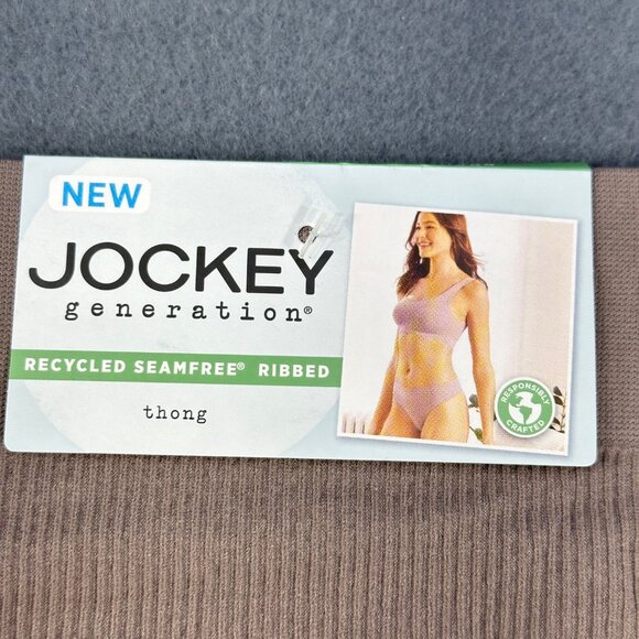 Jockey Generation Womens Sz Large Panty Thong Recycled Seamfree Ribbed Brown New - Picture 3 of 9